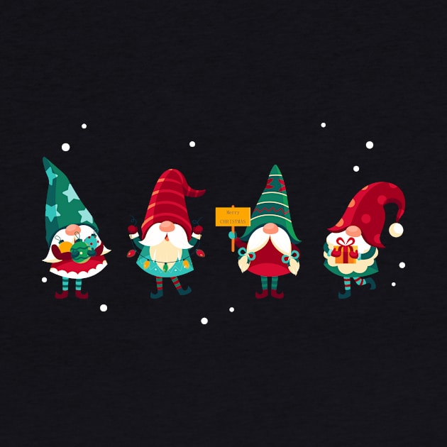 Hand drawn cute christmas gnomes by kameleon